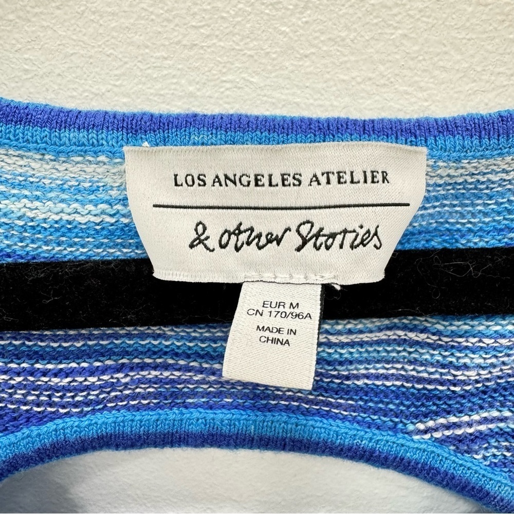 & Other Stories Atelier Rib Midi Sweater Dress size euro Medium blue white - Picture 6 of 7